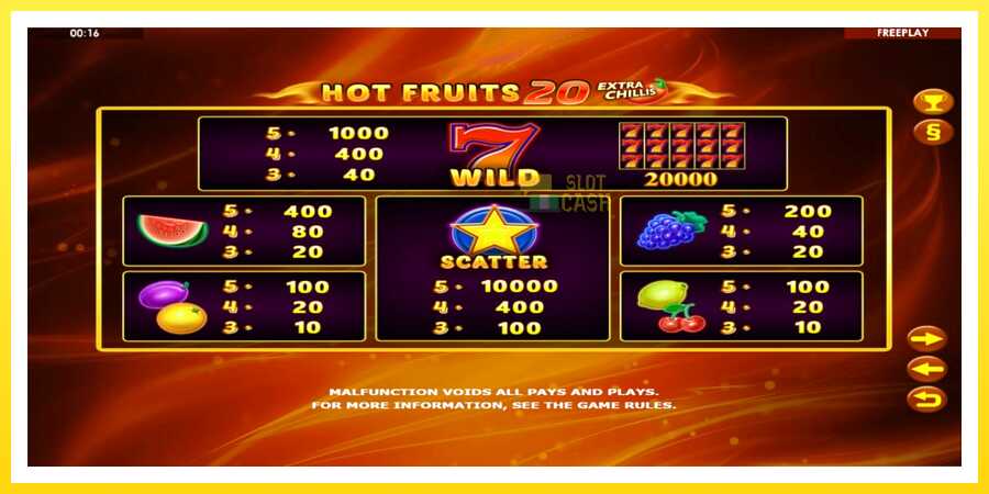 படம் 4 விளையாட்டு இயந்திரம் Hot Fruits 20 Extra Chillis