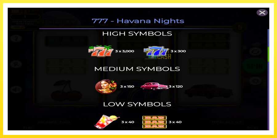 படம் 5 விளையாட்டு இயந்திரம் 777 - Havana Nights