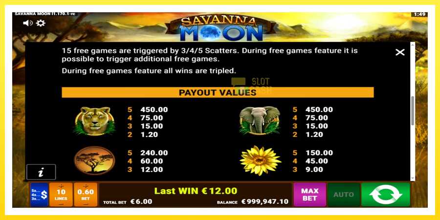 படம் 6 விளையாட்டு இயந்திரம் Savanna Moon