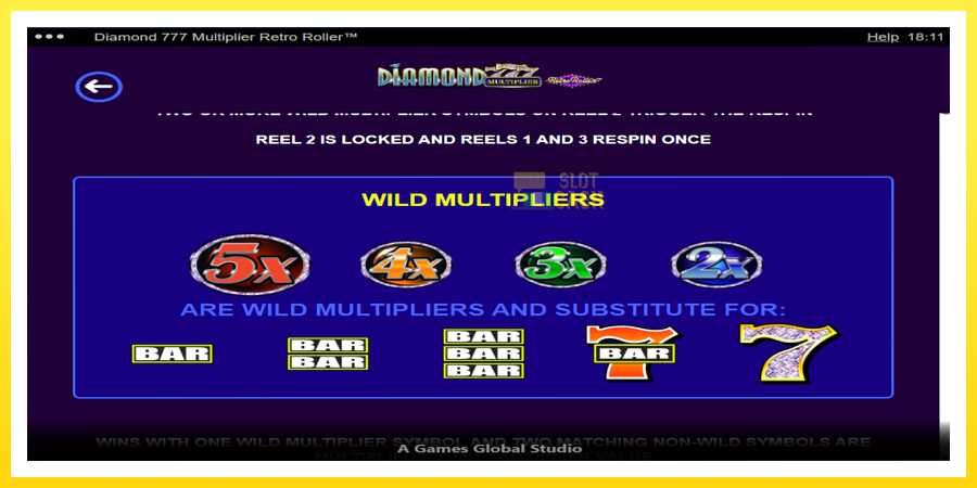 படம் 4 விளையாட்டு இயந்திரம் Diamond 777 Multiplier Retro Roller