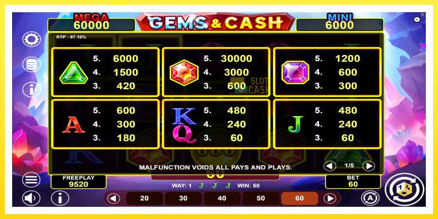 படம் 5 விளையாட்டு இயந்திரம் Gems & Cash