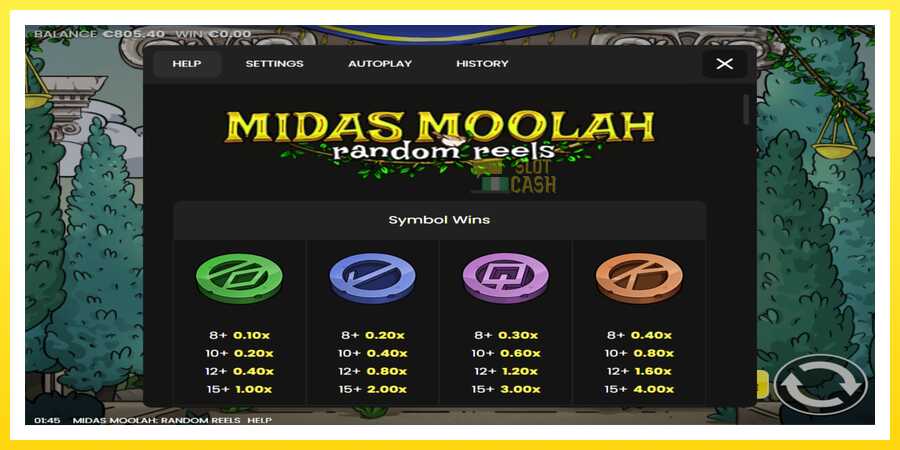 படம் 6 விளையாட்டு இயந்திரம் Midas Moolah Random Reels