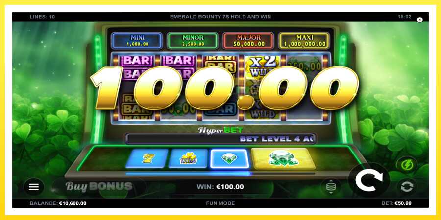 படம் 3 விளையாட்டு இயந்திரம் Emerald Bounty 7s Hold and Win