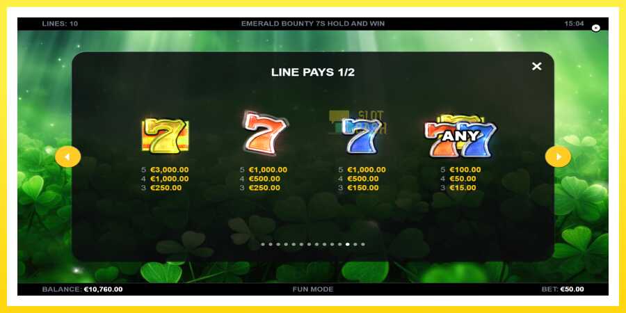 படம் 5 விளையாட்டு இயந்திரம் Emerald Bounty 7s Hold and Win