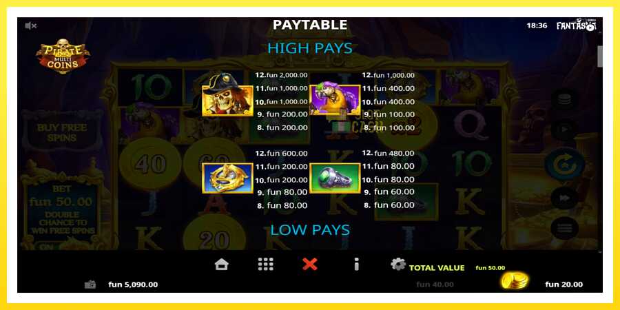 படம் 5 விளையாட்டு இயந்திரம் Pirate Multi Coins