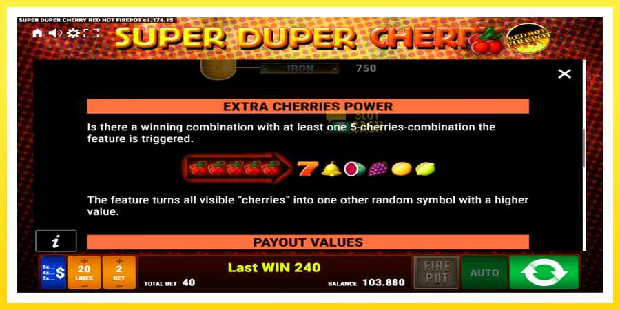 படம் 5 விளையாட்டு இயந்திரம் Super Duper Cherry Red Hot Firepot