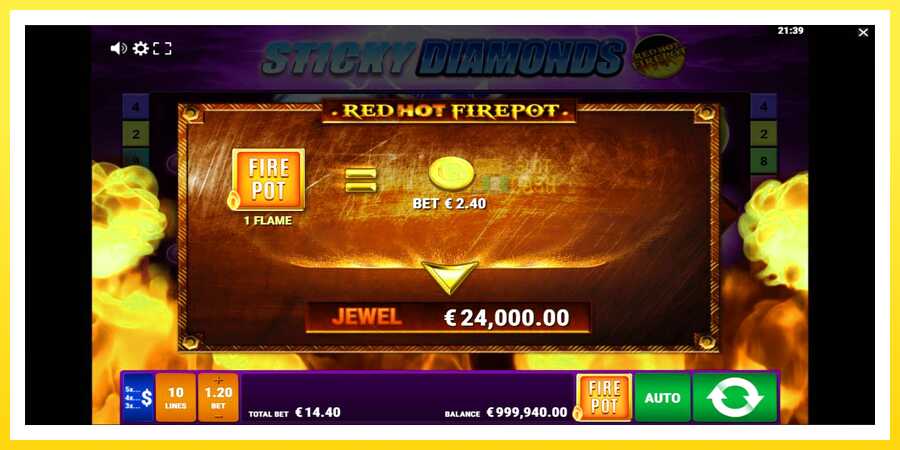 படம் 4 விளையாட்டு இயந்திரம் Sticky Diamonds Red Hot Firepot