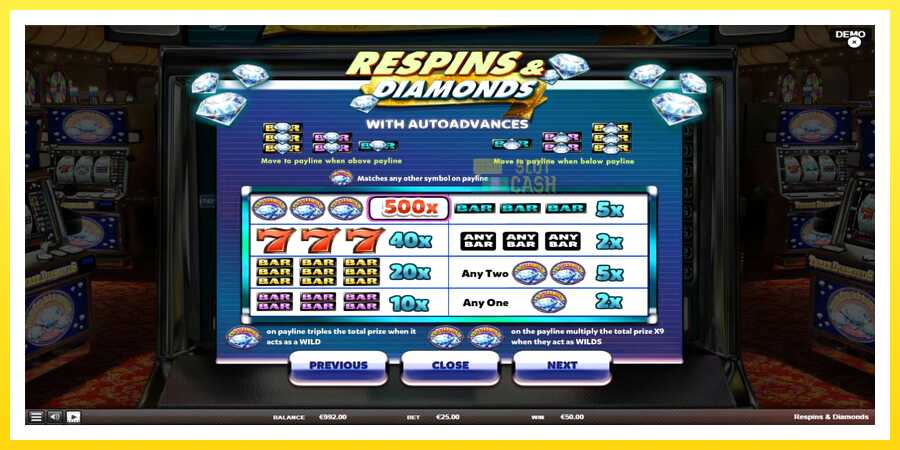 படம் 5 விளையாட்டு இயந்திரம் Respins Diamonds