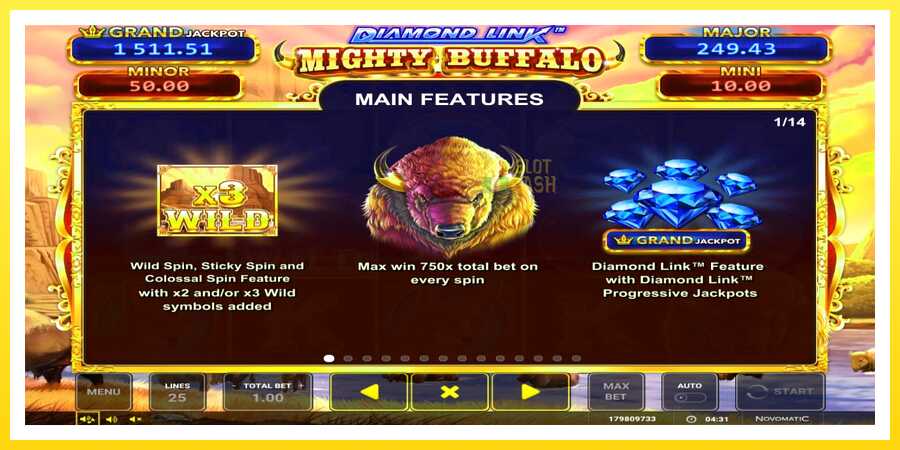 படம் 3 விளையாட்டு இயந்திரம் Diamond Link Mighty Buffalo