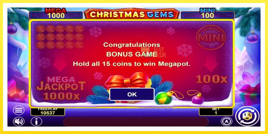 படம் 6 விளையாட்டு இயந்திரம் Christmas Gems Hold & Win