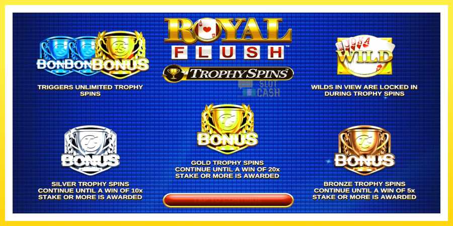 படம் 3 விளையாட்டு இயந்திரம் Royal Flush Trophy Spins