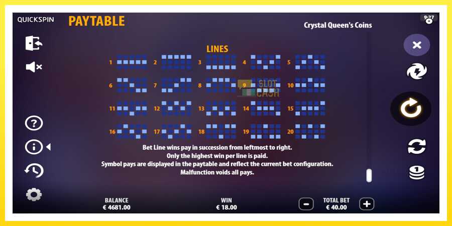 படம் 7 விளையாட்டு இயந்திரம் Crystal Queens Coins