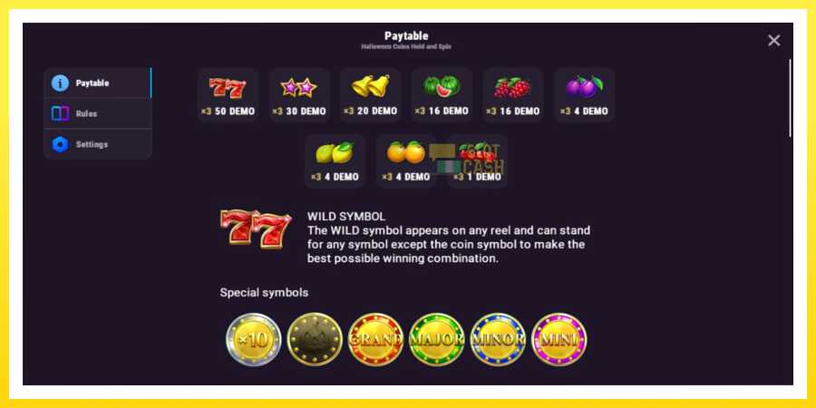 படம் 4 விளையாட்டு இயந்திரம் Halloween Coins Hold and Spin