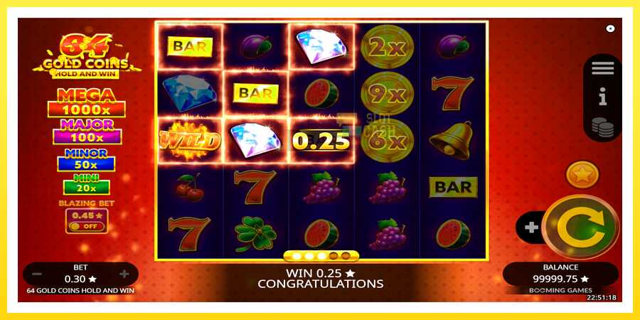 படம் 3 விளையாட்டு இயந்திரம் 64 Gold Coins Hold and Win