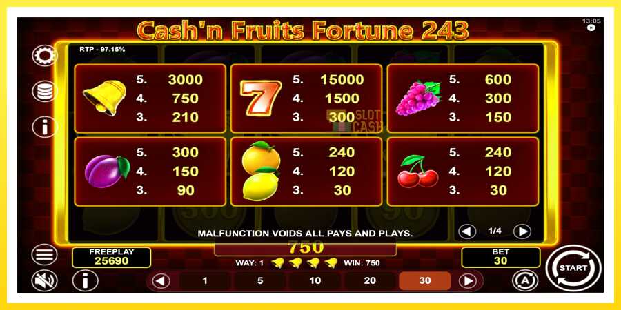 படம் 6 விளையாட்டு இயந்திரம் Cashn Fruits Fortune 243