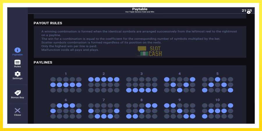 படம் 7 விளையாட்டு இயந்திரம் Hot Triple Sevens Hold & Win