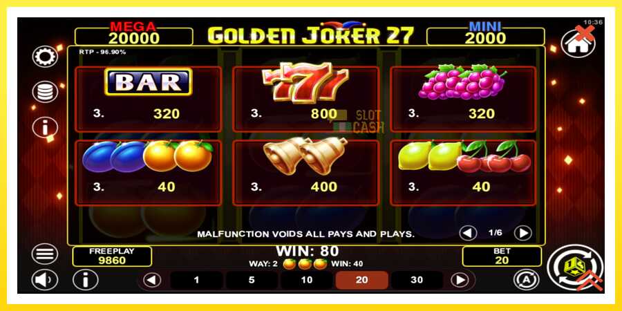 படம் 5 விளையாட்டு இயந்திரம் Golden Joker 27 Hold & Win