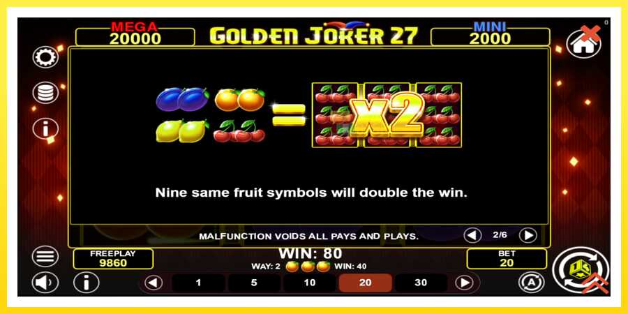 படம் 6 விளையாட்டு இயந்திரம் Golden Joker 27 Hold & Win